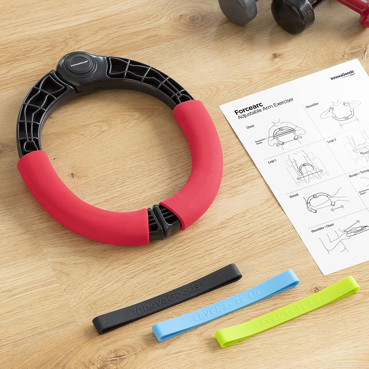 Adjustable Resistance Arm Trainer - 3 Levels + Exercise Guide